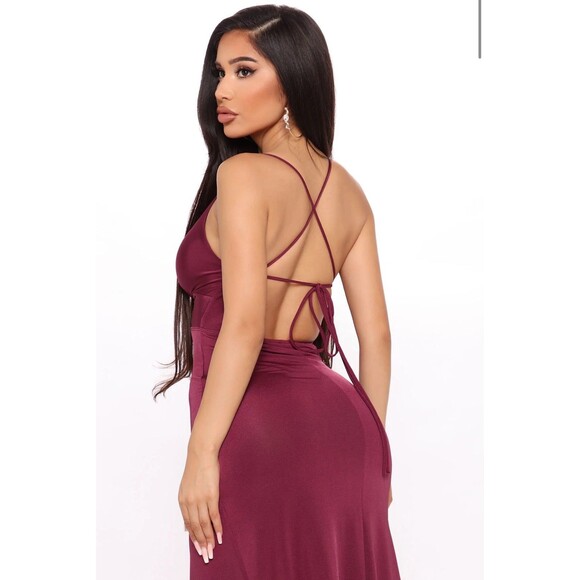 NWT Fashion Nova Pop The Leg Maxi Dress - Magenta - Picture 3 of 4
